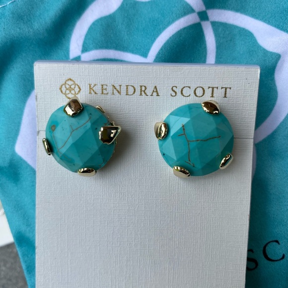 Kendra Scott Turquoise and gold Hillary Stud - Picture 2 of 3